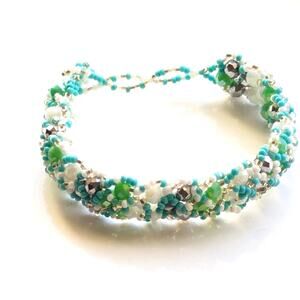 Bohemian Beach Style Faceted Seed Bead Woven Braided Multi Strand Bracelet